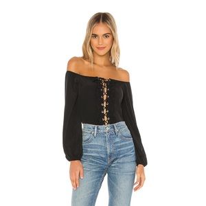 Superdown Lulu Lace Up Bodysuit